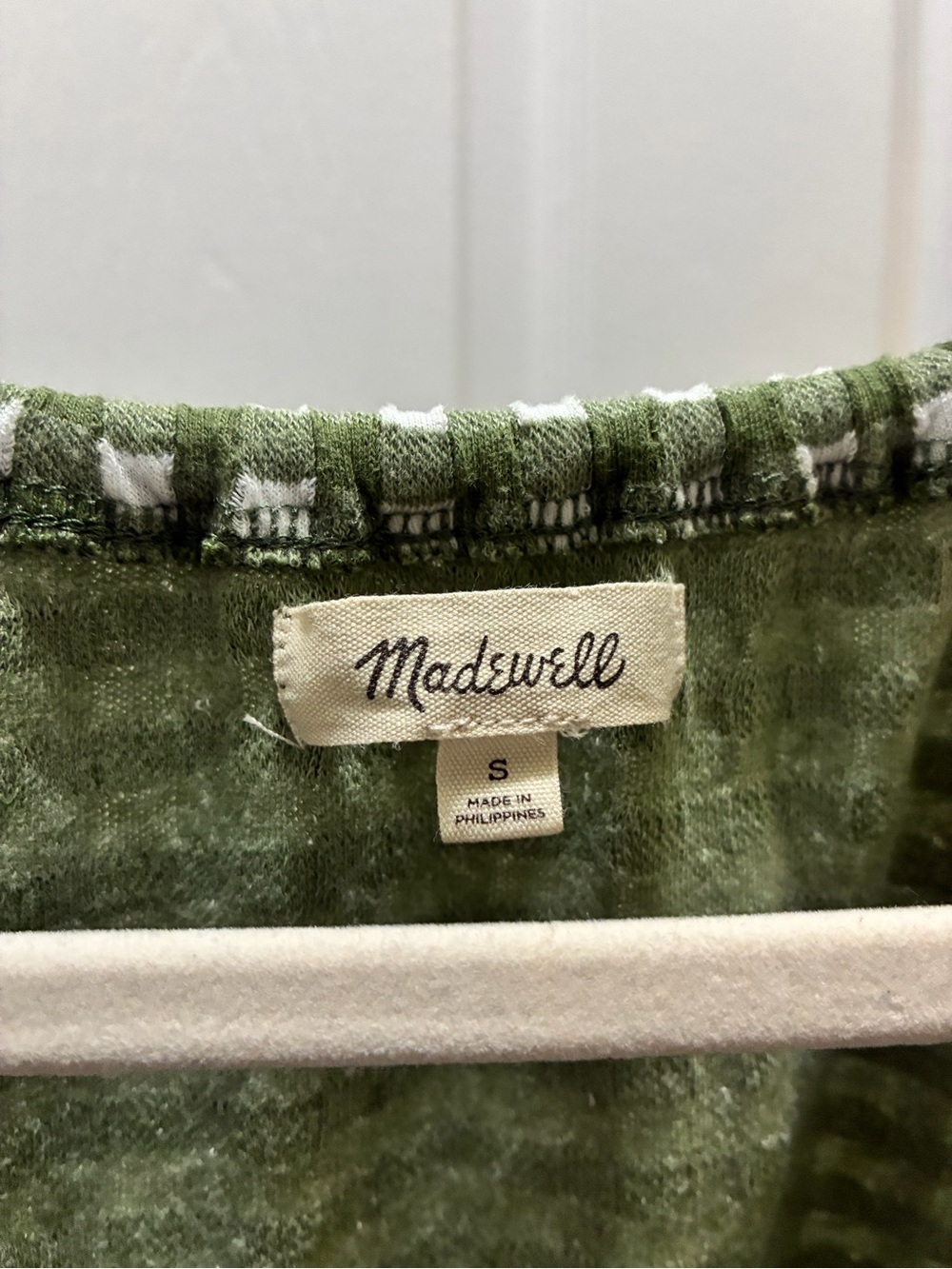 Madewell Green & White Gingham Mini Dress with Puff Sleeves - Picture 6 of 6